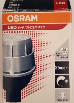 Світлодіодна лампа osram led mr16 sst par16ad 40 10 w/830 12v gu5,3 тепле світло