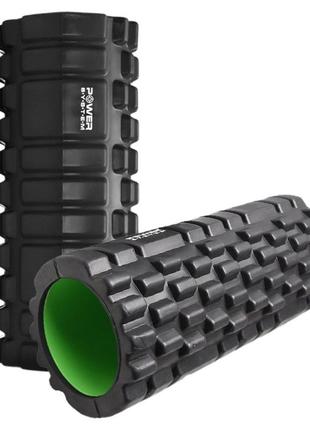 Масажний ролик (роллер) power system ps-4050 fitness foam roller black/green (33x15см.)