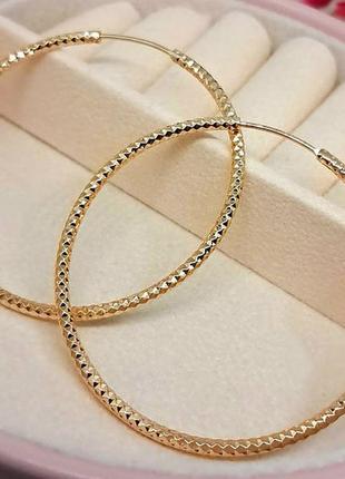 Сережки-кільця 4 см з медичного золота xuping. сережки з медичної сталі2 фото
