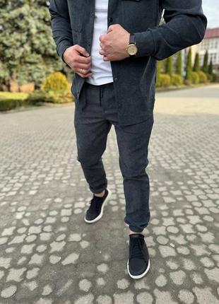 Костюм мужской микровельвет рубашка+брюки