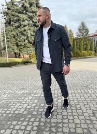 Костюм мужской микровельвет рубашка+брюки