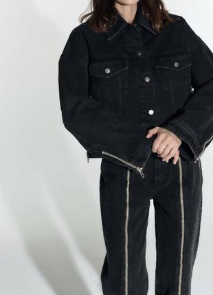 Куртка з блискавками, джинсівка, джинсова куртка, вітровка, бомбер, джинсовка2 фото