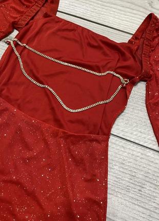 Сукня з цепочкою блискітками з відкритою спинкою плаття міні тренд y2k4 фото