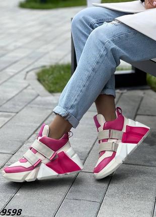 Кросівки рожеві з білим2 фото