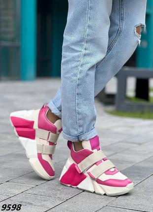 Кросівки рожеві з білим4 фото