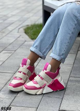 Кросівки рожеві з білим1 фото