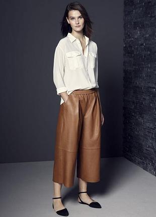 Трендовые кюллоты zara кожзам ярко-коричневые