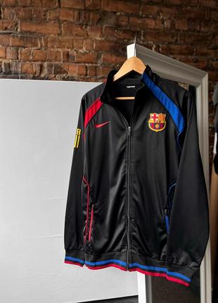 Nike x fc barcelona men’s black full zip track jacket embroidered logo спортивна олімпійка