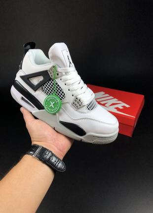 Жіночі кросівки nike air jordan 4 retro white black grey джордан білого з сірим та чорним кольорів4 фото