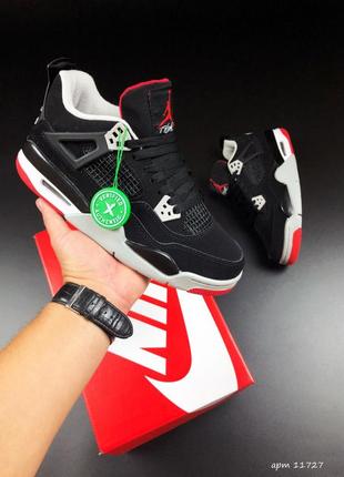 Жіночі кросівки nike air jordan 4 retro black red джордан чорного з червоним кольорів