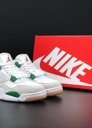 Жіночі кросівки nike air jordan 4 retro white green джордан білого з зеленим кольорів2 фото