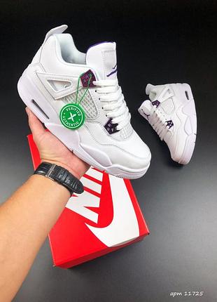 Жіночі кросівки nike air jordan 4 retro white purple джордан білого з фіолетовим кольорів