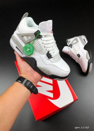 Жіночі кросівки nike air jordan 4 retro white grey джордан білого з сірим кольорів
