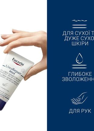 Увлажняющий крем для рук для сухой кожи eucerin urea 5% repair plus, 75 мл