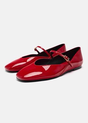 Балетки лакові червоні zara