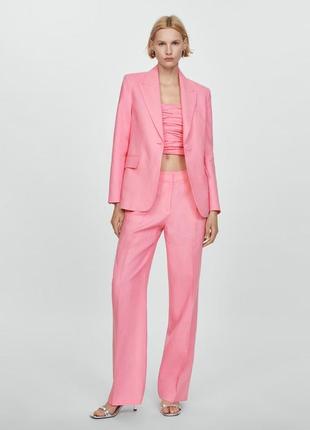 Рожеві лляні жіночі брюки mango new