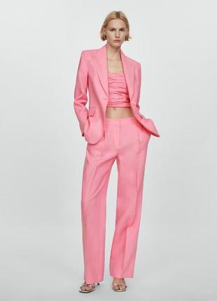 Рожеві лляні жіночі брюки mango new2 фото