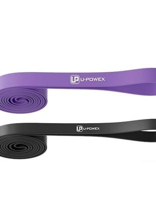 Резинові петлі для тренувань u-powex up_1072 power band набір 2шт. black/purple (9-39kg) pro_810