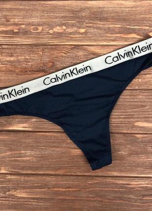 Трусы женские calvin klein radiant темно-синий (стринги) wu036