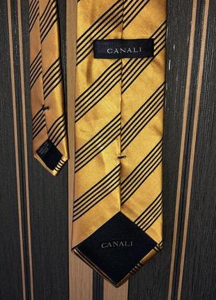 Canali italy золотой жёлтый в полоску галстук2 фото