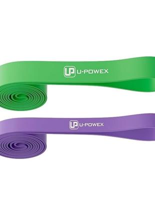 Резинові петлі для тренувань u-powex up_1072 power band набір 2шт. purple/green (16-57kg) pro_1130