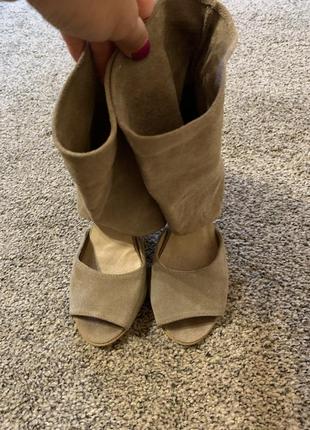Кожаные босоножки туфли с закрытой пяткой кожаные сапоги с открытым носком6 фото