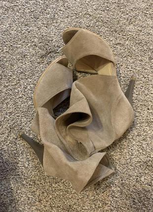 Кожаные босоножки туфли с закрытой пяткой кожаные сапоги с открытым носком5 фото