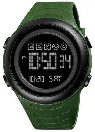 Skmei 1674agbk army green-black чоловічі годинники для військових мілітарі секундомер будильник підсвітка водозахист1 фото