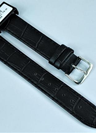 Ремінець з натуральної шкіри condor 342.18.01 (18 мм) чорний шкіряний ремінець на годинник ремінець для