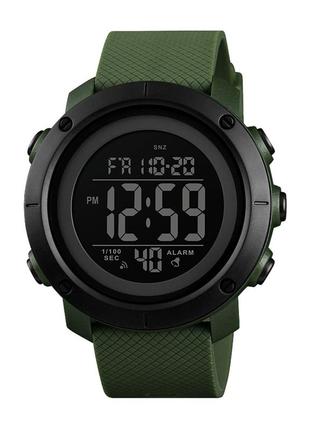 Skmei 1434agbk army green-black чоловічі годинники для військових мілітарі секундомір будильник підсвітка водозахист