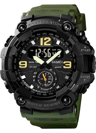 Skmei 1637 black-military wrisband мужские часы для военных милитари секундомер будильник подсветка водозащита