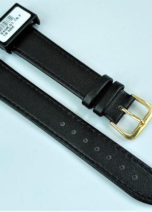 Ремінець з натуральної шкіри condor 340.18.01 (18 мм) чорний шкіряний ремінець на годинник ремінець для
