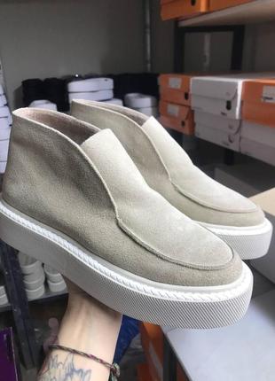 Демисезонные высокие лоферы  из натуральной замши, размер от 36 до 41