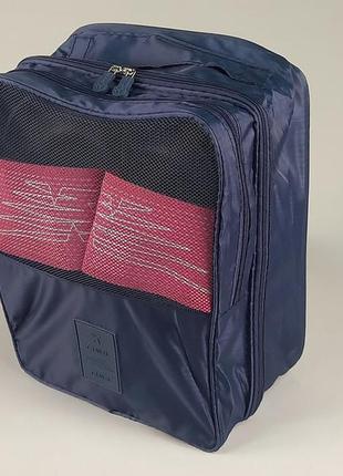 Чохол-сумка синього кольору для зберігання і пакування взуття5 фото