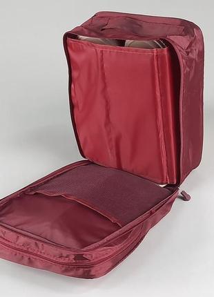 Чохол-сумка бордового  кольору для зберігання і пакування взуття4 фото