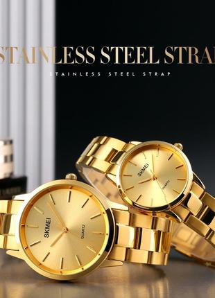 Skmei 1694gd gold, годинник, золоті, стильні, міцні, чоловічі, на кожен день, механічні3 фото
