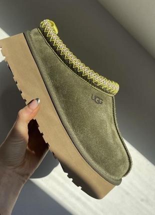 Зимние женские ботинки ugg tazz platform burnt olive premium