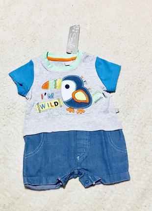 Комбинезон песочник костюмчик с джинсовыми шортами от smile