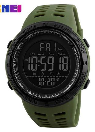 Skmei 1251ag мужские часы для военных милитари секундомер будильник подсветка водозащита