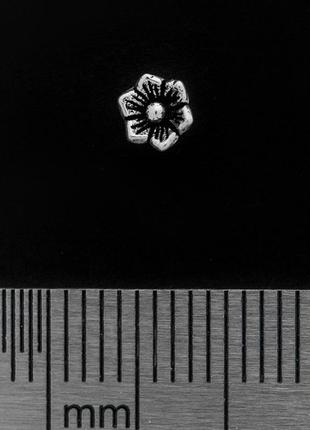 Сережка-гвоздик квітка (срібло, 925 проба)1 фото