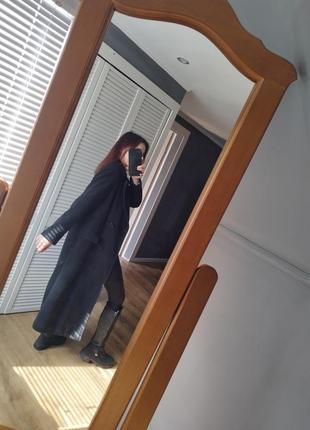 Черное длинное пальто, размер m, длина макси4 фото