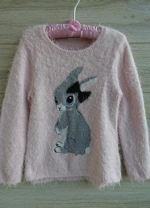 Кофточка h&m с зайкой свитерок пушистый h&m 6-7-8л