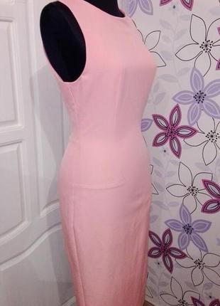 Плаття-футляр рожево-персикового кольору, без рукавів, міді, р. s-м, zara.