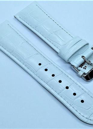 Ремінець з натуральної шкіри condor 285.24.09 (24 мм) білий шкіряний ремінець на годинник ремінець для