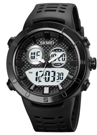 Skmei 2014bkwt black-white, часы, черные, стильные, прочные, мужские, на каждый день, электронные