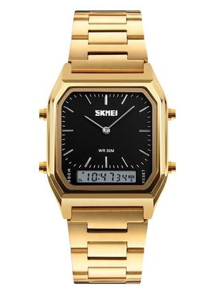 Skmei 1220gdbk gold-black, годинник, унісекс, стильні, на кожен день