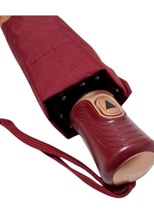 Бордовый складной женский зонт с цветами