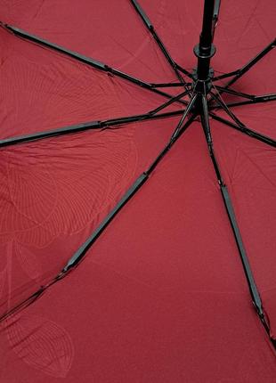 Бордовый складной женский зонт с цветами