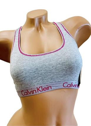 Спортивный топ calvin Black klein cotton bralette gray pink s серый