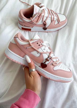 Жіночі кеди nike sb dunk “sweet heart” з натуральної шкіри1 фото